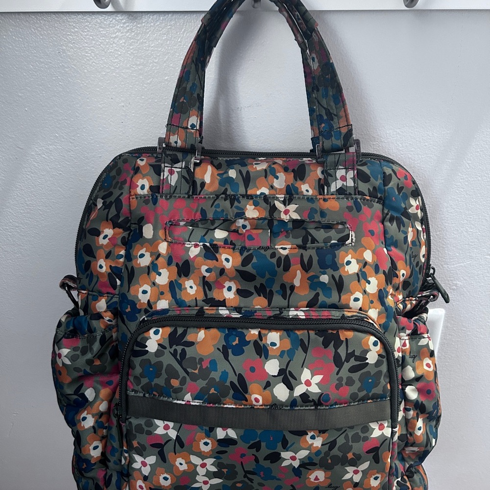Lug Orange and Green Backpack with Structured Design